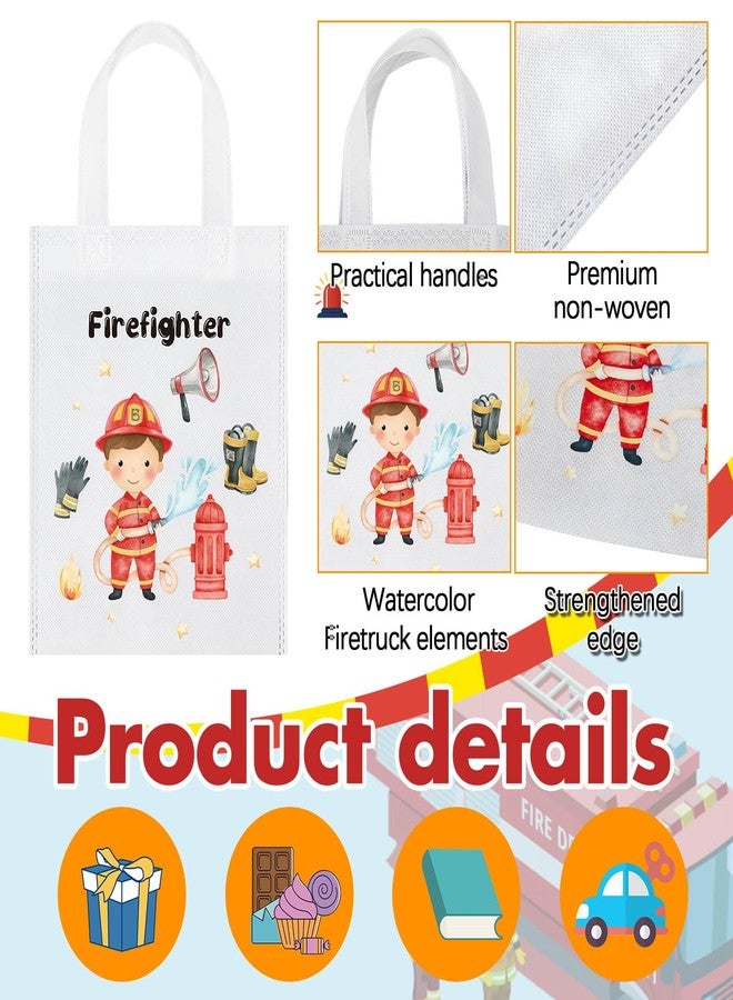 Vincreem 24 Pcs Firetruck Party Favors Gift Bags 2025 Christmas Fire Truck Theme Birthday Decorations Party Supplies Non Woven Reusable Firefighter Goodie Gift Bags with Handles - Image 3